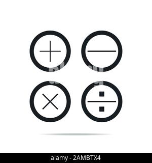 Icône de la calculatrice plate. Symbole unique de contour de haute qualité pour le calcul de la conception Web ou de l'application mobile. Signes de ligne mince d'Internet pour le logo design Illustration de Vecteur