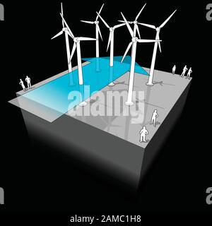 Schéma d'une ferme éolienne Illustration de Vecteur