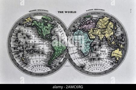 Carey 1834 Carte du Monde Afrique Europe Asie Amérique du Nord & Amérique du Sud Banque D'Images