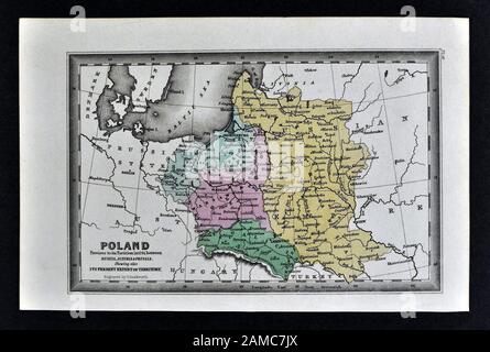 1834 Carey Carte de l'Europe de l'Est de la Lituanie Pologne Varsovie Banque D'Images