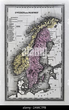 1834 Carey Carte de Stockholm Suède Norvège Scandinavie Europe Banque D'Images