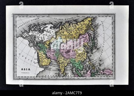 1834 Carey Carte Asie Chine Japon Corée montrant l'Inde Mongolie Népal Tibet Saoudite et d'autres pays Banque D'Images