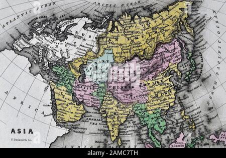 1834 Carey Carte Asie Chine Japon Corée montrant l'Inde Mongolie Népal Tibet Saoudite et d'autres pays Banque D'Images