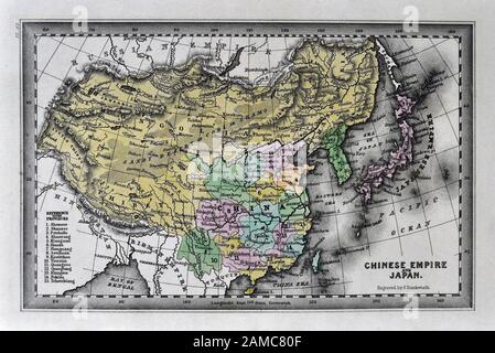 1834 Carey Carte de Chine Japon Corée Asie Mongolie Banque D'Images