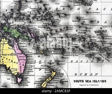 1834 Carte de l'Océanie ou Carey Oceanica - Australie Nouvelle-Zélande Pacifique Sud Polynésie Hawaii Banque D'Images