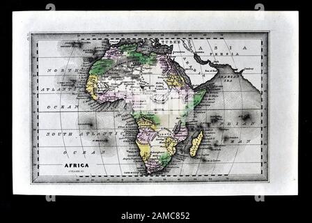 Carey 1834 Carte de l'Afrique continent montrant l'Égypte Guinée Soudan Mozambique Madagascar Colonie du Cap du sud et dans d'autres pays Banque D'Images