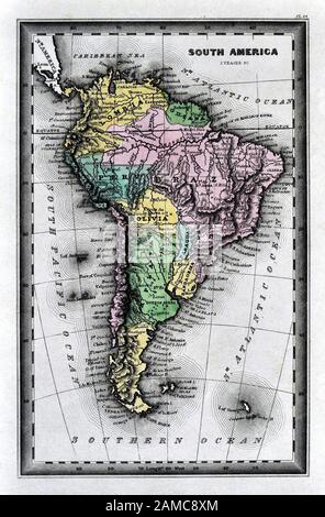 1834 Carte Carey Amérique Du Sud Banque D'Images