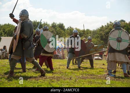 Scène de réédiction de la bataille anglo-saxonne Banque D'Images