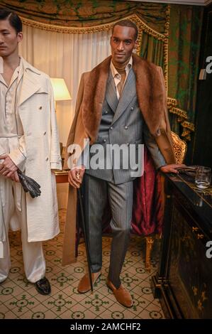 Milan, Italie. 12 janvier 2020. Milan, Milan Fashion Week, Homme Automne Hiver 2020/2021. Milan – Mode Pour Homme Automne Hiver 2020/21. Milliardaire En Photo: Modèle De Crédit: Agence De Photo Indépendante/Alay Live News Banque D'Images