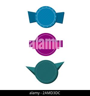 Autocollants vectoriels définis avec l'arrière-plan en couleur Illustration de Vecteur