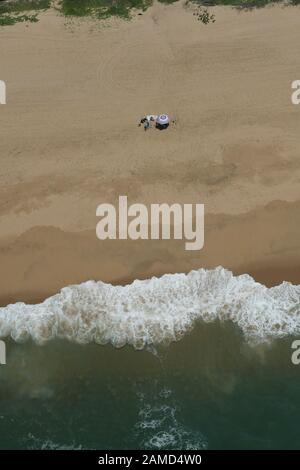 Durban, Afrique du Sud, vue aérienne, paysage, soleil, l'homme femme couple à la plage, la pêche, les gens, le mode de vie, des paysages africains, des activités de plein air Banque D'Images
