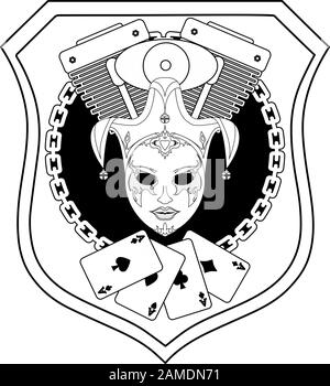 Emblème du club de moto. Jeu de vecteurs de badge pilote / pilote . Illustration isolée sur fond blanc. Illustration de Vecteur