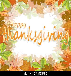 Bon script de Thanksgiving avec citrouilles et feuilles illustration vectorielle sur fond blanc. Illustration de Vecteur