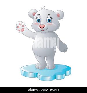 Polar bear Cartoon debout sur glace Illustration de Vecteur