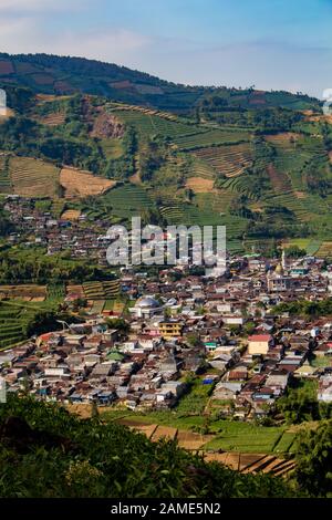 Village paisible de Wonosobo, Java centrale Banque D'Images