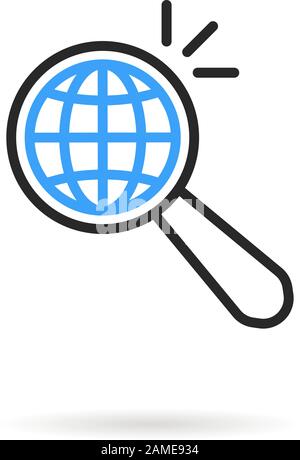 recherche globale comme la loupe de ligne mince Illustration de Vecteur