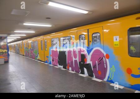 Graffiti, U-Bahn, Berlin, Deutschland Banque D'Images