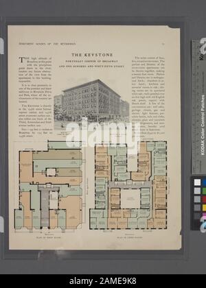 Le Keystone, coin nord-est de Broadway et Cent quarante-cinquième rue; Plan du premier étage; Plan des étages supérieurs Comprend l'index. Construit par John W. Kight, 1907 / Architectes - Neville & Bagge; The Keystone, coin nord-est de Broadway et Cent quarante-cinquième rue; Plan du premier étage; Plan des étages supérieurs. Banque D'Images