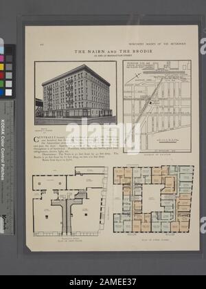 The Nairn et The Brodie, 125 et 127, rue Manhattan; diagramme de l'emplacement; Plan du premier étage; Plan des étages supérieurs Comprend l'index. Construit par George A. Fisher, 1906 / Architecte - Geo. F. Pelham; The Nairn et The Brodie, 125 et 127, rue Manhattan; diagramme de l'emplacement; Plan du premier étage; Plan des étages supérieurs. Banque D'Images