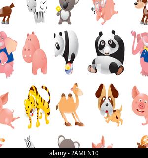les animaux vectoriels et les animaux sont à la fois jolis et sans couture Illustration de Vecteur
