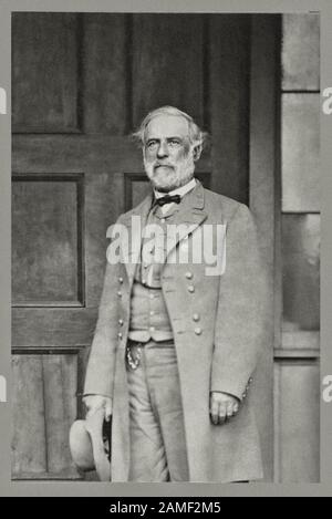 Portrait du général Robert E. Lee. 1865 Robert Edward Lee (1807 – 1870) était un soldat américain et confédéré, plus connu comme commandant de la Conf Banque D'Images