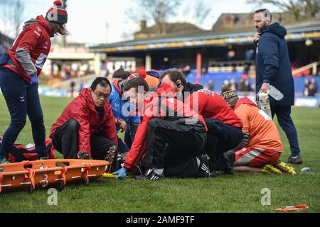 12 Janvier 2020, Mobile Rocket Stadium, Wakefield, Royaume-Uni, Rugby League, Danny Brough Témoignage Publicitaire, Wakefield Trinity / Hull Kingston Rovers:Mose Masoe Receves Traitement. Crédit: Dean Williams Banque D'Images