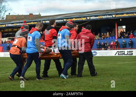 12 Janvier 2020, Mobile Rocket Stadium, Wakefield, Royaume-Uni, Rugby League, Danny Brough Témoignage Publicitaire, Wakefield Trinity / Hull Kingston Rovers:Mose Masoe Receves Traitement. Crédit: Dean Williams Banque D'Images