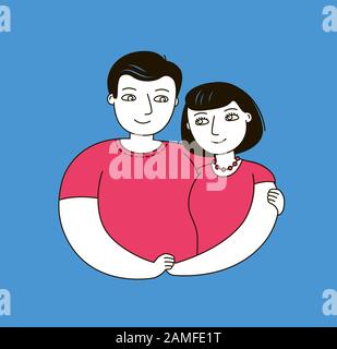 Couple heureux amoureux. Illustration vectorielle de famille Illustration de Vecteur