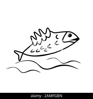 Icône poisson isolée sur fond blanc. Style de contour de poisson. Modèle de logo marin, pictogramme linéaire. Beau signe de poisson de ligne. Vecteur de stock Illustration de Vecteur