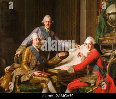 Alexander Roslin, roi Gustav III de Suède (1746-1792), et ses frères, portrait painting, 1771 Banque D'Images