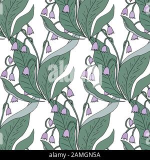 Lily of the Valley motif sans couture. Il se trouve dans le menu nuance, image vectorielle. Fond doux pour le design. Illustration de Vecteur