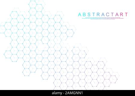 Abstract background boîtes hexagonales. La structure moléculaire d'hexagones avec lignes et points. Bannière médical modèle de conception. Concept de la science et de la technologie Illustration de Vecteur