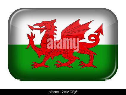 Un bouton rectangulaire représentant une icône Wales Web avec masque Banque D'Images