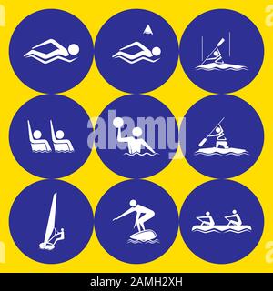 Les icônes du sport olympique d'été définissent la conception. Pictogramme vectoriel pour le web, l'impression et d'autres projets. Illustration de Vecteur