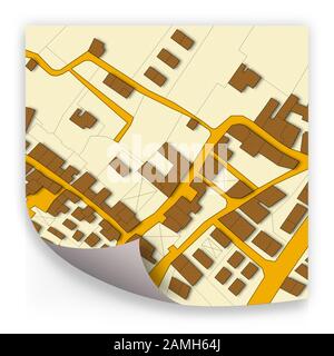 Plan cadastral du territoire imaginaire avec les bâtiments et les routes - notion de droit Banque D'Images