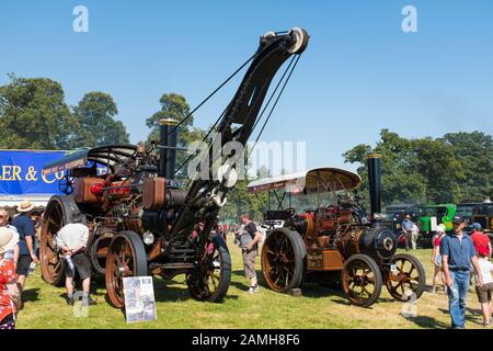 Une grue à vapeur et du moteur de traction à vapeur Shrewsbury 2019 Rallye, Shropshire, Angleterre' UK Banque D'Images