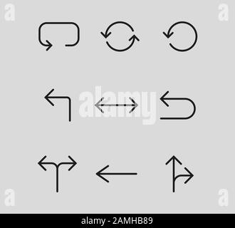 Flèche de la ligne icon set. Vector illustration design plat, Illustration de Vecteur