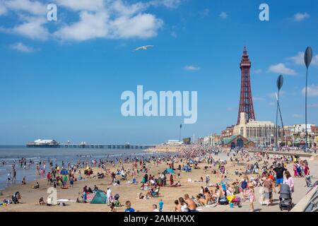 Blackpool Beach, Blackpool, Lancashire, Angleterre, Royaume-Uni Banque D'Images