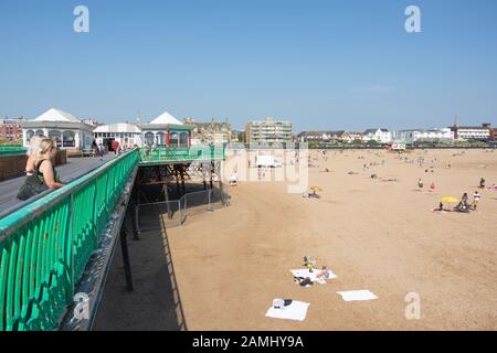 St Anne'S Beach De Pier, Lytham St Annes, Lancashire, Angleterre, Royaume-Uni Banque D'Images