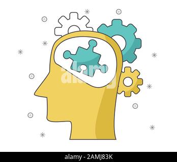 tête avec pièces de scie sauteuse, design coloré Illustration de Vecteur