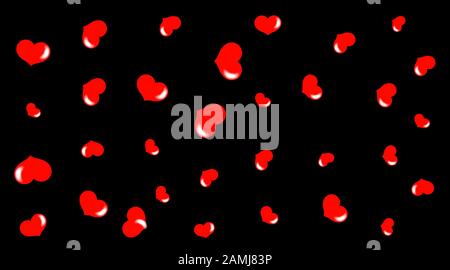 saint valentin, carte avec coeurs sur fond noir Illustration de Vecteur