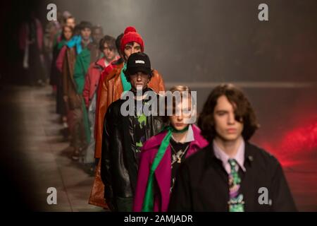 Milan, Italie. 12 janvier 2020. Msgm Automne/Hiver 2020/2021 Piste Pendant La Semaine De La Mode De Milan Hommes‚Äôs Janvier 2020 - Milan, Italie 12/01/2020 | Utilisation Dans Le Monde Crédit: Dpa/Alay Live News Banque D'Images