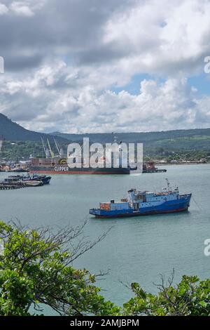 Photo de certains navires amarrés dans le port de Puerto Plata en République dominicaine. Banque D'Images