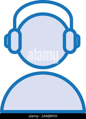 avatar utilisateur avec écouteurs audio Illustration de Vecteur