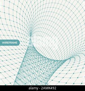 Résumé de la grille du tunnel. Illustration 3D de vecteur. Peut être utilisé comme fond d'écran dynamique de la technologie numérique, l'arrière-plan. Illustration de Vecteur