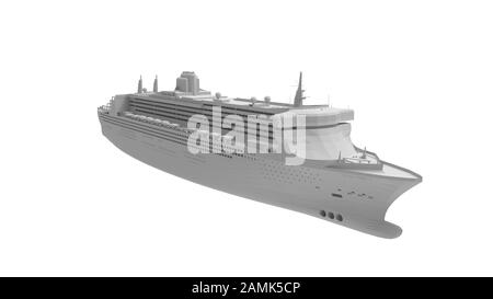 rendu tridimensionnel d'un navire de croisière isolé sur fond blanc Banque D'Images