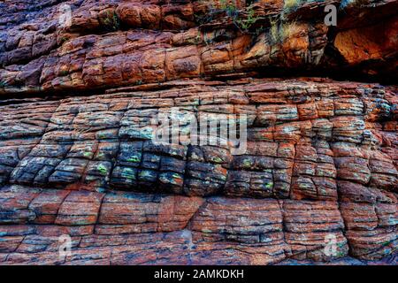 Traversez la literie dans les dômes de type ruche à Kings Canyon. C'est la preuve que la Mereenie Sandstone était à l'origine des dunes de sable. Banque D'Images