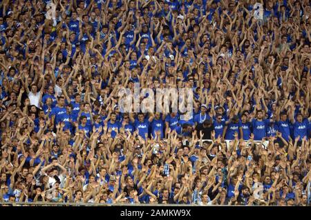 Derby dans la ligue de football du sud: FC Bayern München II (en rouge) - TSV 1860 München (2-0) dans le stade municipal de Grünwalder Straße à Munich. Sur la photo, les fans de lion. [traduction automatique] Banque D'Images