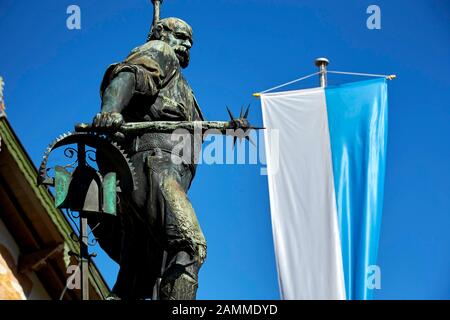 Balthes Maier, forgeron de Kochel, leader des agriculteurs Oberland dans la bataille paysanne de Sendlingen 1705, inauguration du monument le 27.05.1900, réinstallation du ruisseau de restauration le 27.05.1985, 02.05.2017 [traduction automatique] Banque D'Images