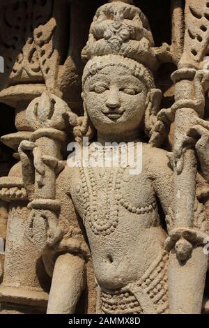 Sculpture Du Seigneur Vishnu - Rani Ki Vav Stepwell Banque D'Images